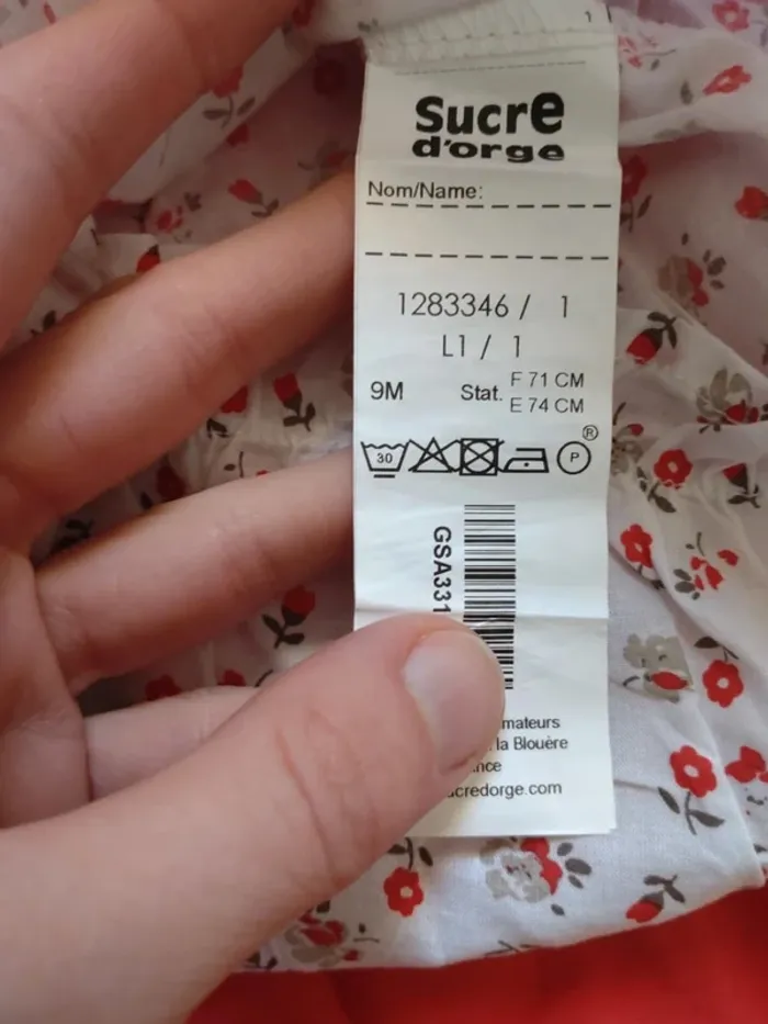 Ensemble bébé fille printemps été 9 mois fleurs rouge et blanc - photo numéro 5