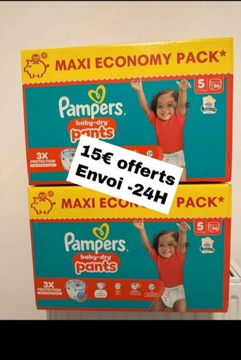 172 couches Pampers taille 5 pants lot de 2 cartons 