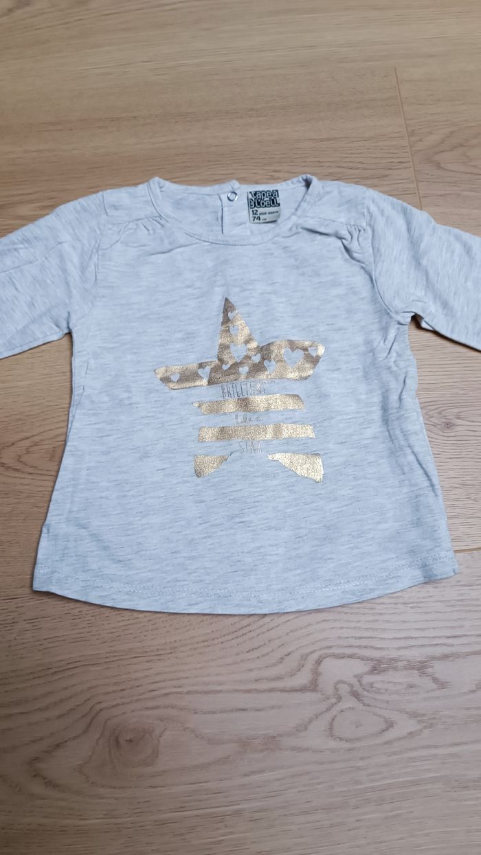 Lot 6 t-shirts manches longues 12 mois - photo numéro 9