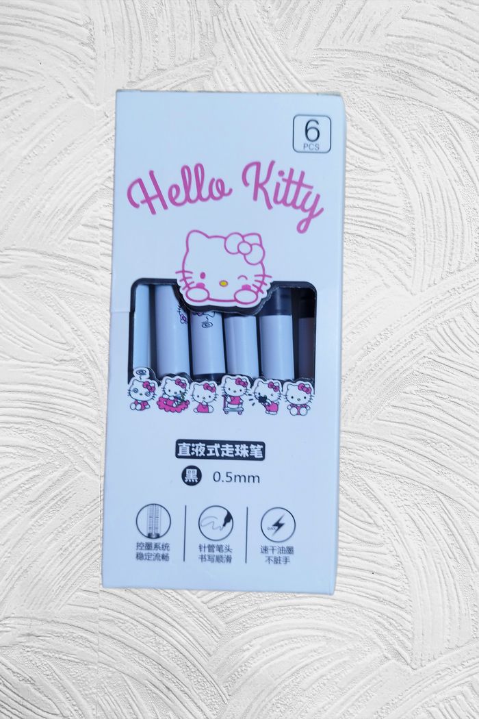 Sanrio - Hello Kitty - Set 6 stylos noir 0.5mm - Moody Kitty - Neuf