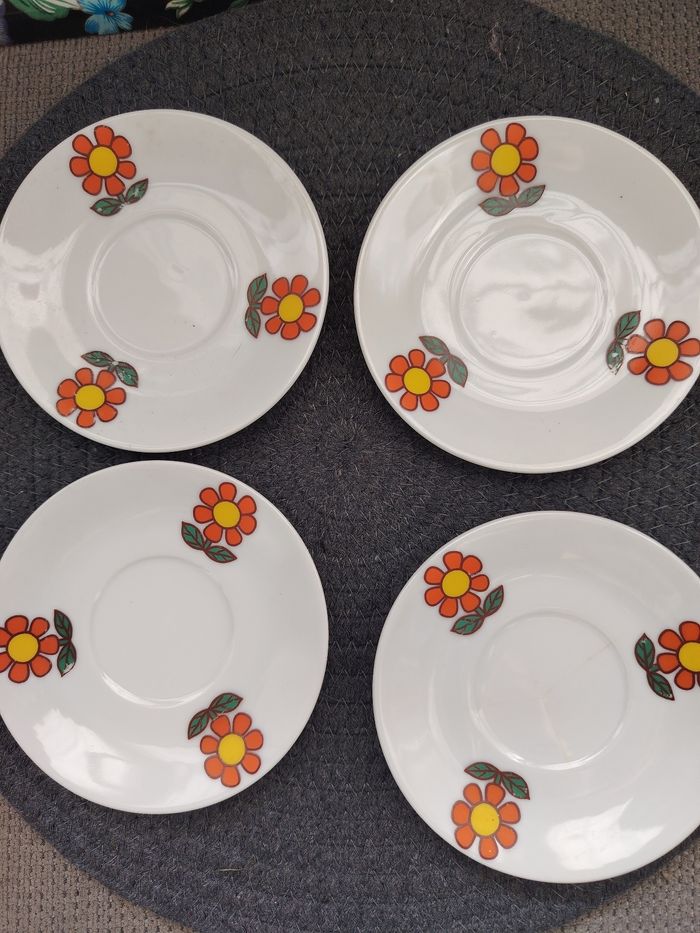 Ensemble de 4 tasses à café porcelaine italienne tuscia vintage - photo numéro 4