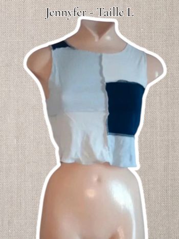 Crop Top Bleu/Blanc - Jennyfer - Taille L