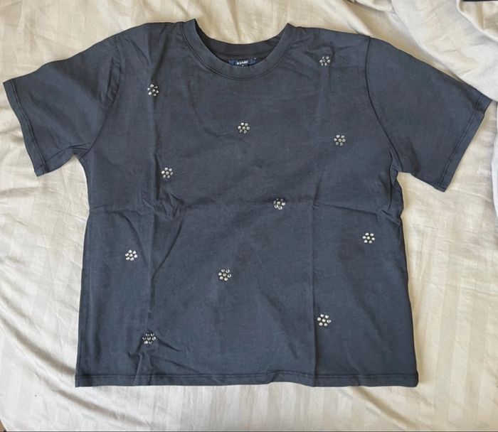 T shirt noir avec strass Kiabi