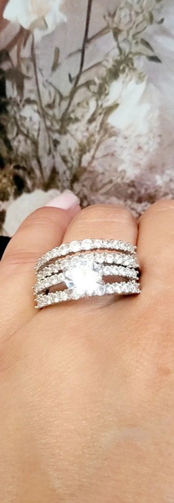 Lot de 2 Bague argentée strass