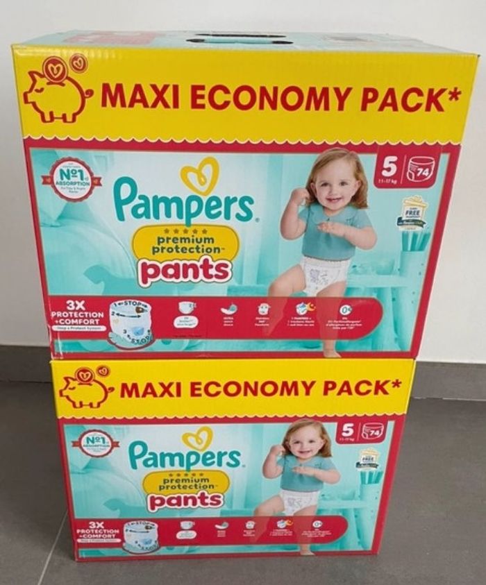 2 cartons de couches pampers premium pants taille 5