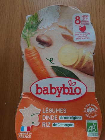 Pots Babybio légumes, dinde et riz 8 mois x 2