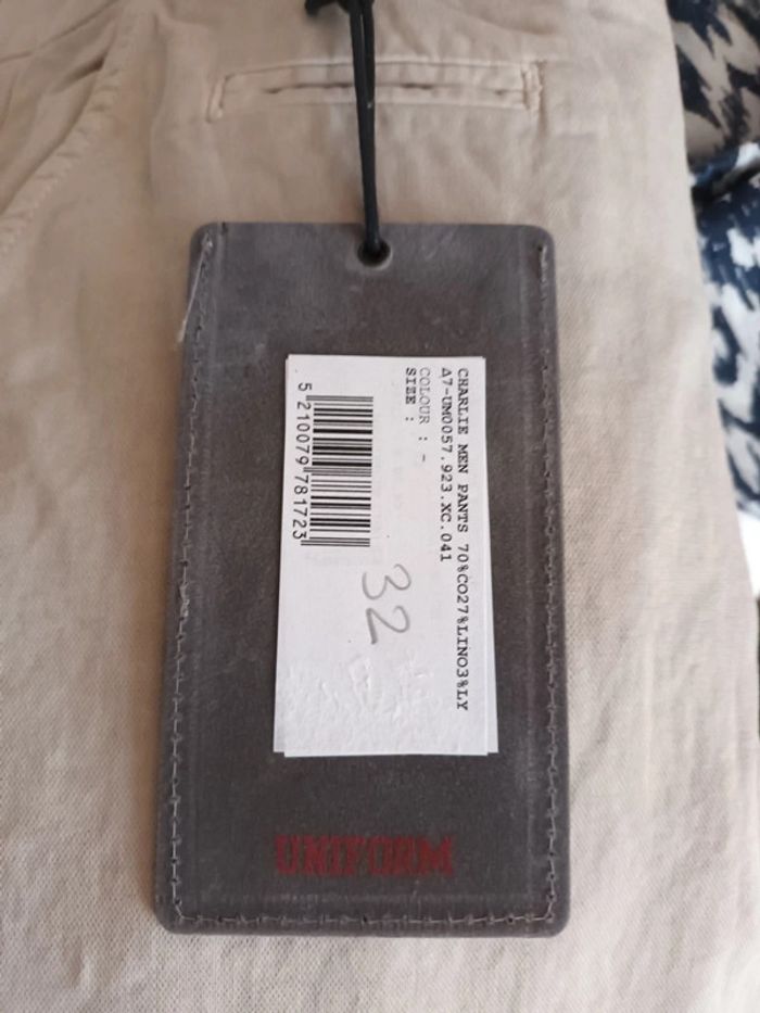 Pantalon beige coton lin taille 42 uniform coupe droite - photo numéro 3