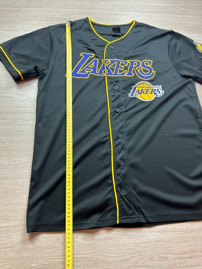 Maillot baseball Style Los Angeles Lakers Noir Ultra Game Brodé Devant Floqué Derrière Taille M - photo numéro 5