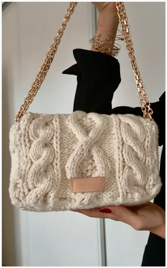 Sac Moon Vanessa Bruno blanc écru en laine - très bon état - photo numéro 6