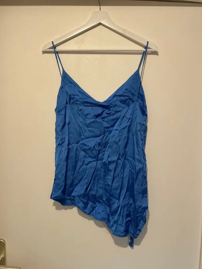 Débardeur satin bleu L - photo numéro 2