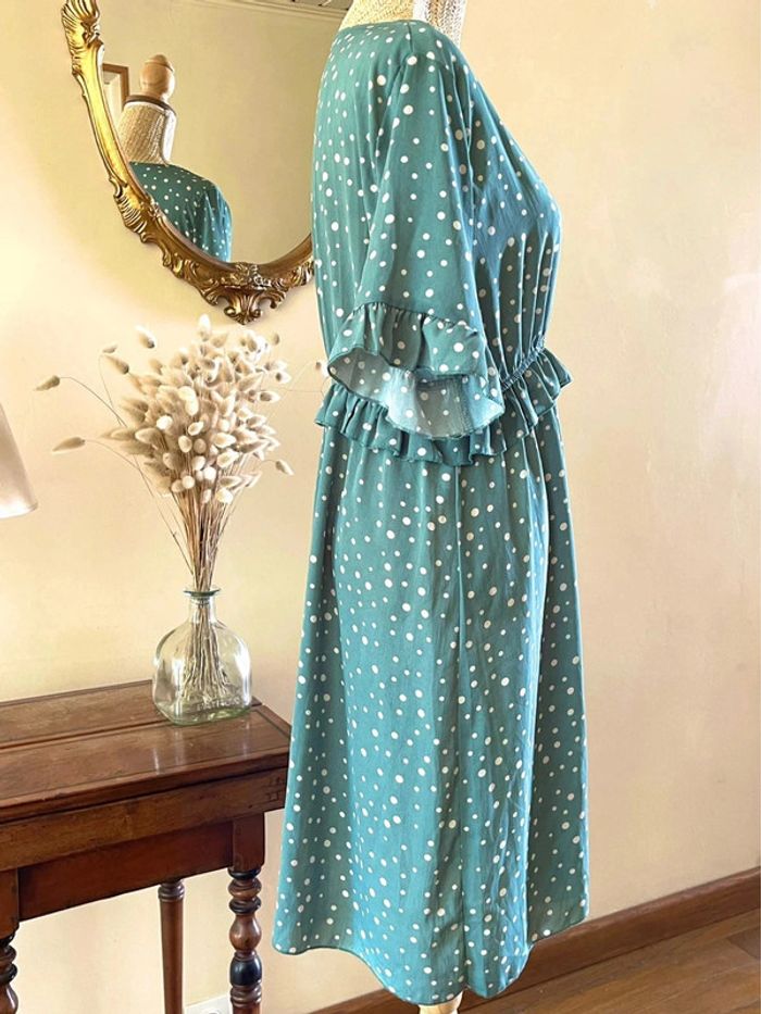 Robe à Pois Verte - vintage - photo numéro 5