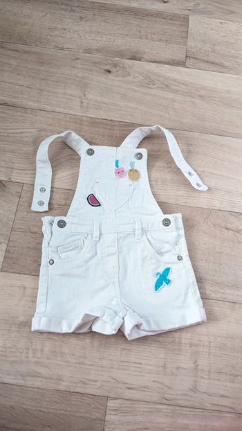 Salopette Short en jean blanche 12 mois