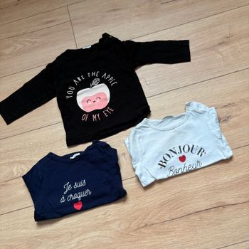 Lot 3 hauts manche longue bébé Kiabi 9 mois