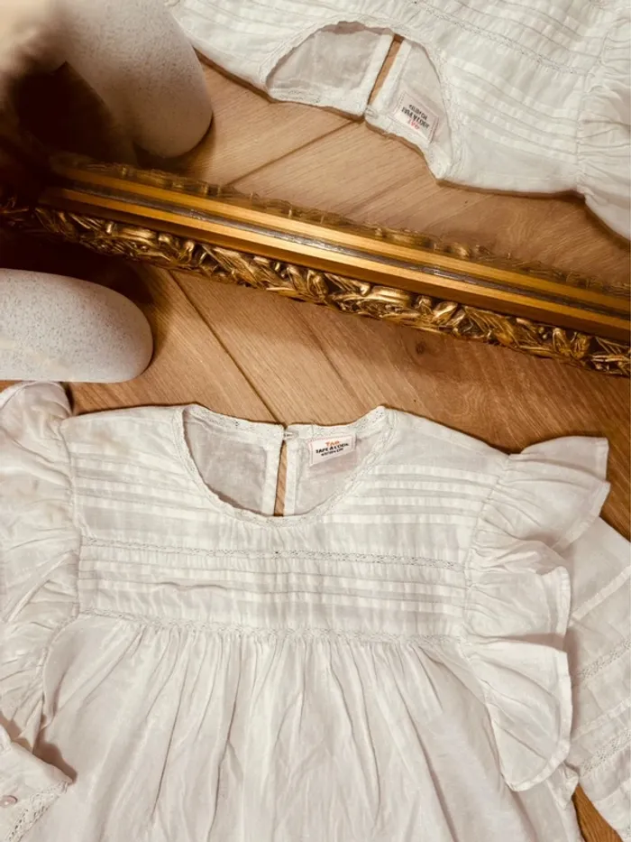 Taille 4 ans tenue 3 pièces fille TAO Kiabi blanc bleu * fils doré * 🌷 - photo numéro 4