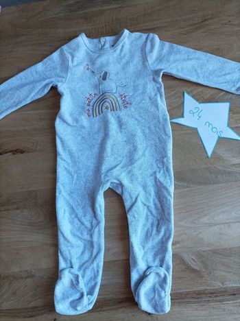 Pyjama mixte gris 24 mois éléphant