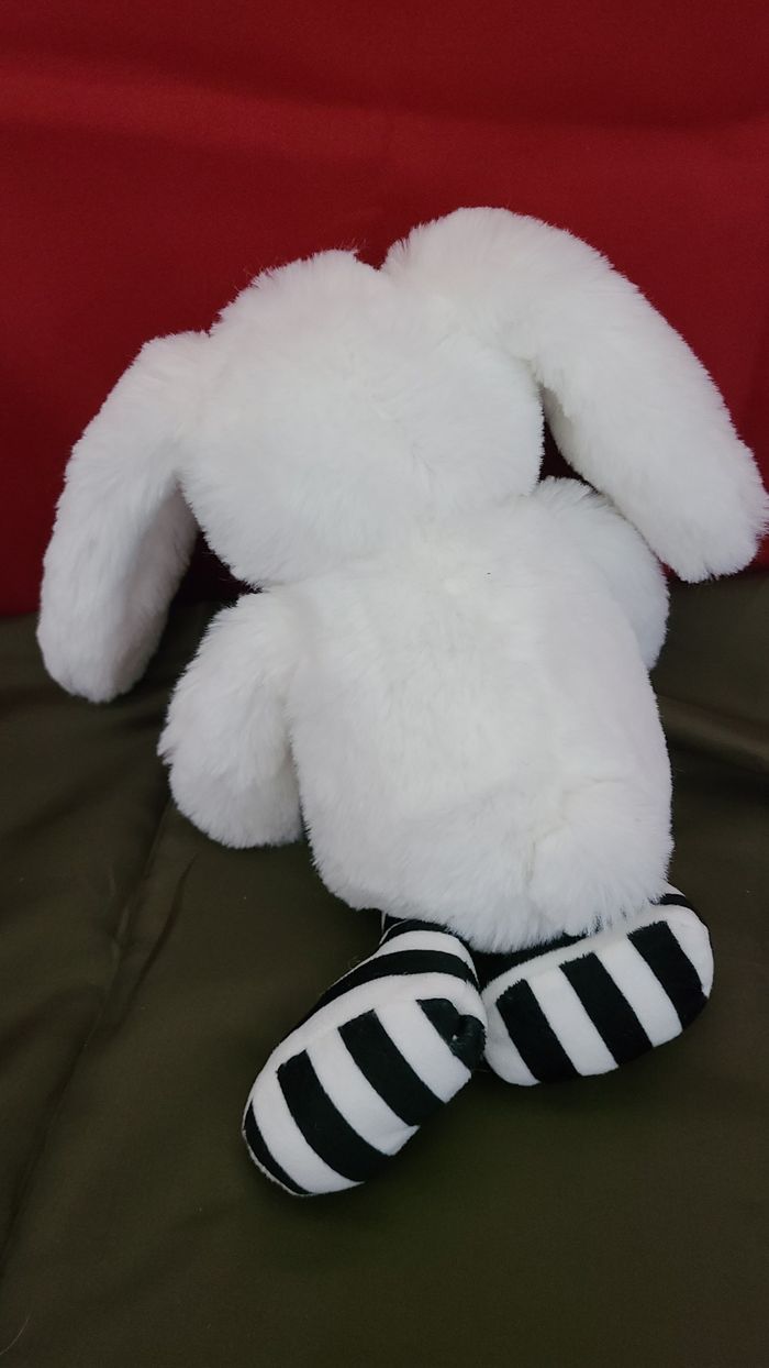 Peluche lapin SEPHORA blanc pattes rayées noires 26 cm - photo numéro 2