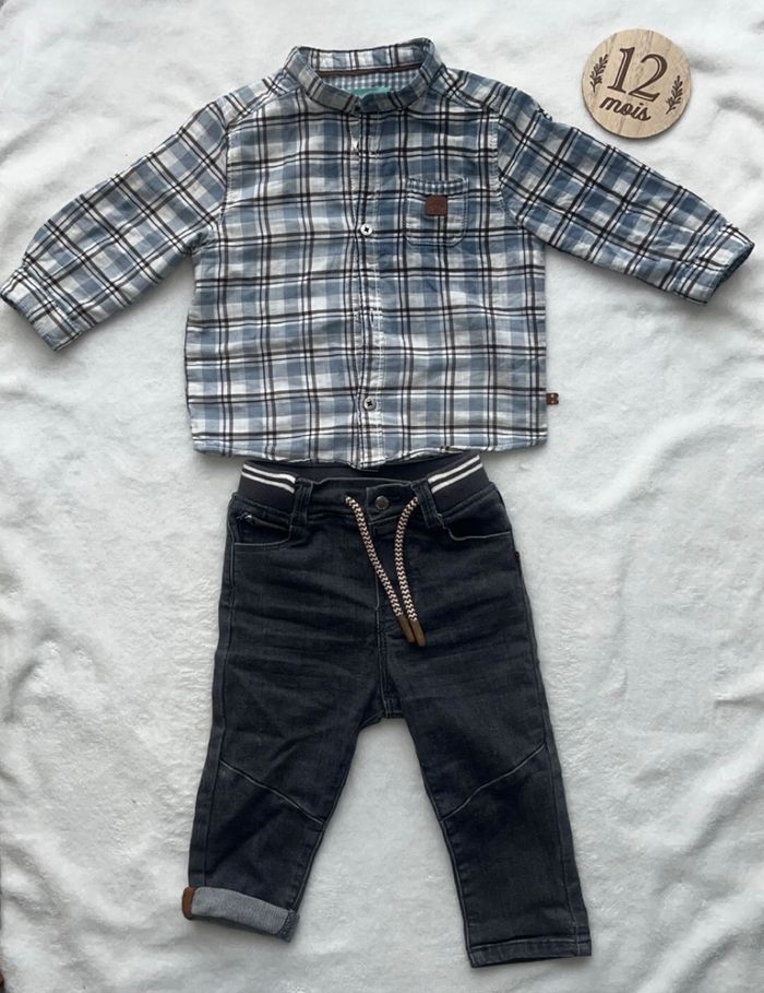 Ensemble chemise à carreaux + jean 👔 👖