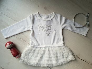 Robe chaude et douce absorba fille 18 mois blanche à volants