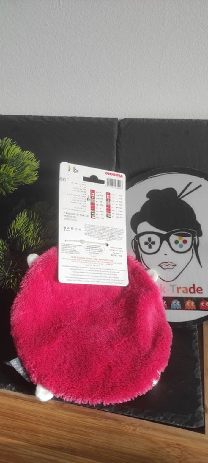 Doudou Orchestra Premaman Tortue Rose Plat Rond Blanc Oiseaux Bruissant Fleur - photo numéro 2