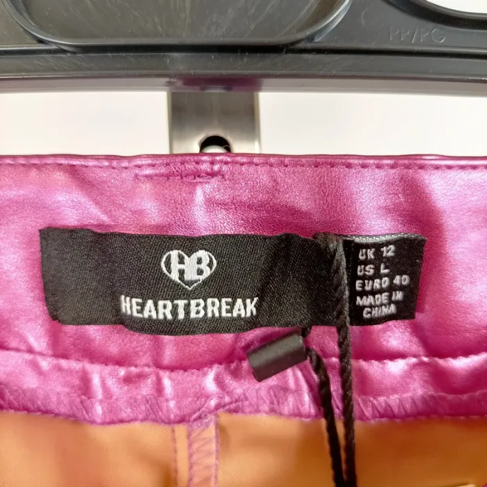 Pantalon satiné rose fuchsia Heartbreak taille 40 coupe droite brillant neuf étiquette A1456 - photo numéro 6