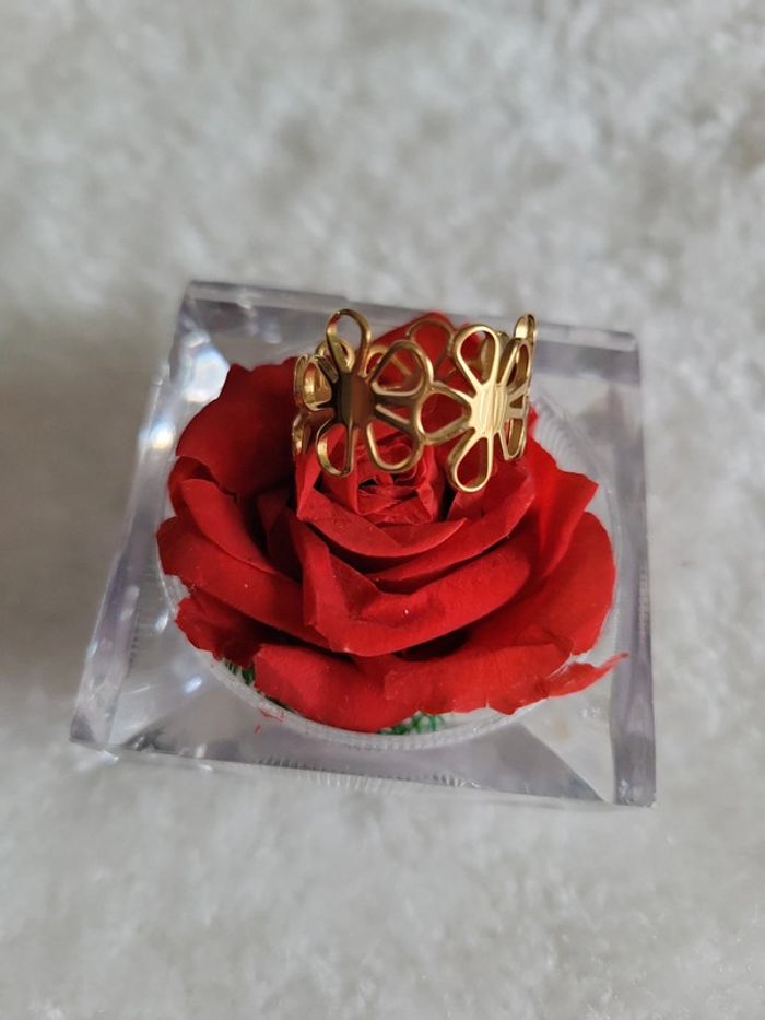 Bague fleur 🌸 ajustable acier - photo numéro 2