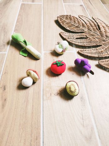 🥝 Dinette lot divers aliments fruits et légumes en tissu- peluche