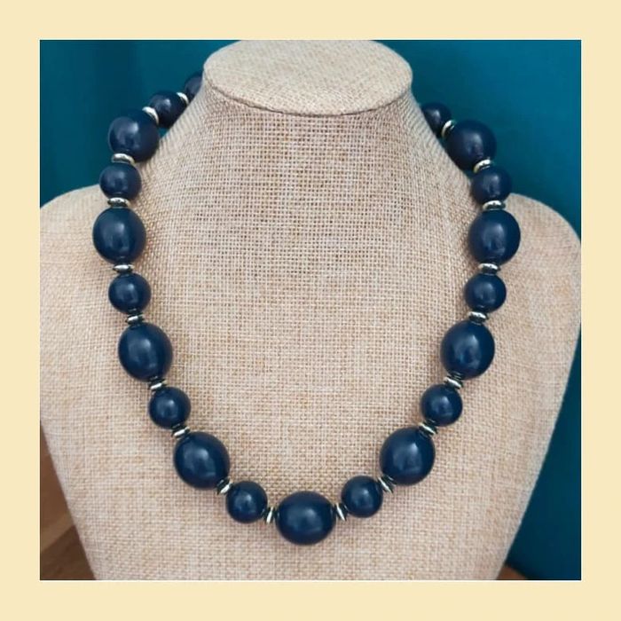 Collier vintage perles bleu nuit – Élégant et intemporel - photo numéro 9