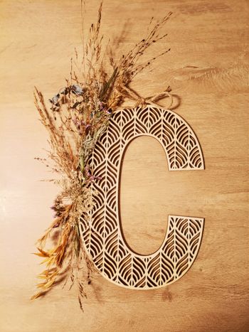 Lettre prénom en bois XXL enfants avec fleurs séchées fille ou garçon