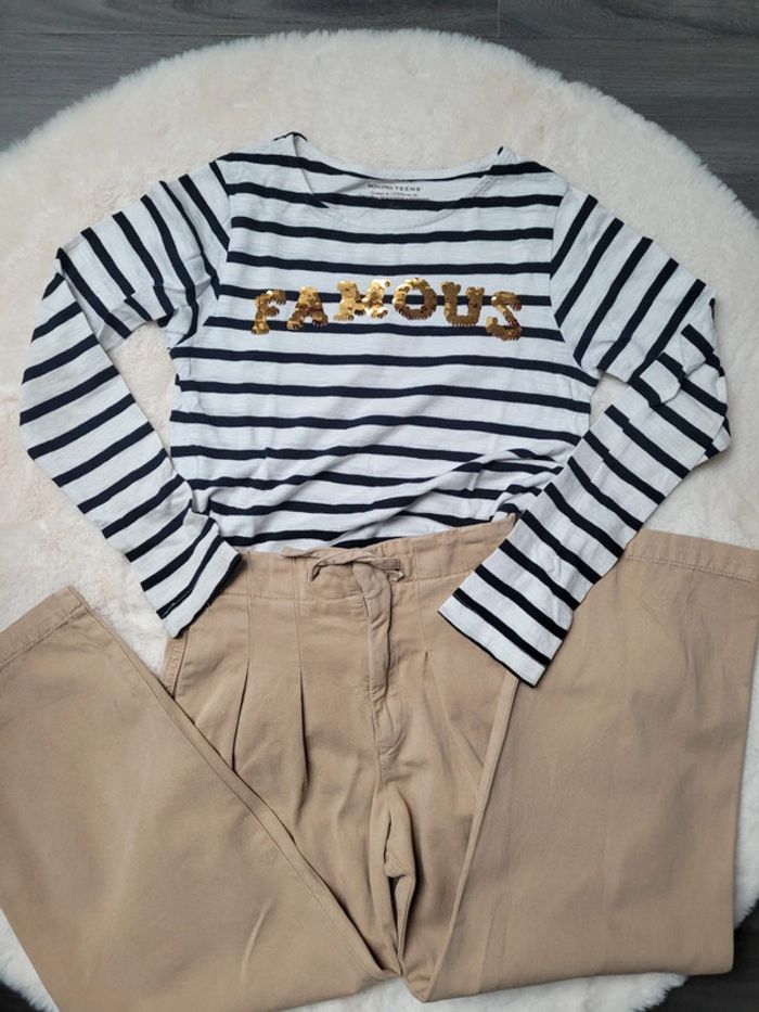 Pantalon jean cargo beige fille zara 9 ans