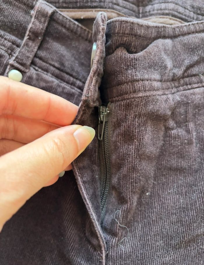 Pantalon 3 suisses velours côtelé marron mi taille haute straight droit y2k 00s taille M/38 - photo numéro 7