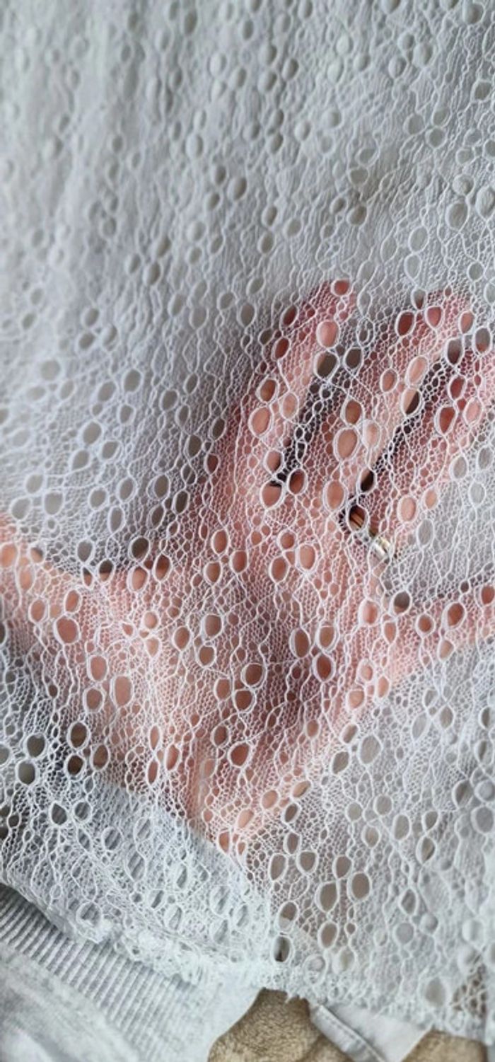 Blouse débardeur blanc à dentelle "Les petites" taille M - photo numéro 7