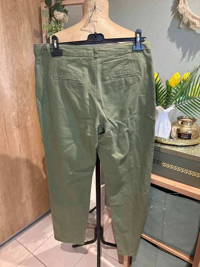 Joli pantalon kaki en lin femme 40 - photo numéro 3