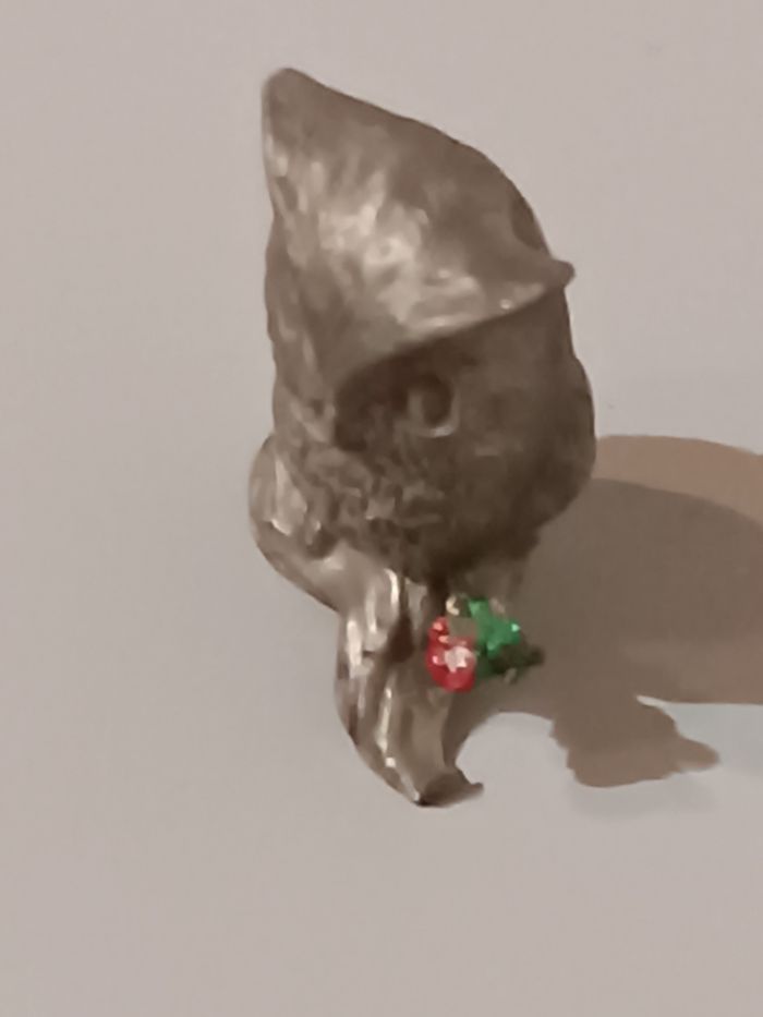 Chouette en étain à la rose - photo numéro 4