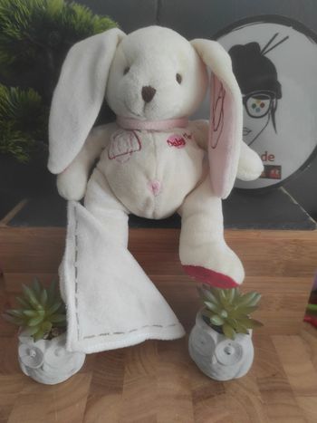 Doudou Knuffel Lapin Rose Rouge Tourbillon Pantin Plat Mouchoir #geektradedoudou