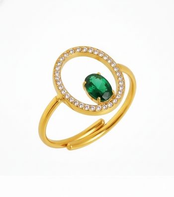 Bague tendance pierre verte femme