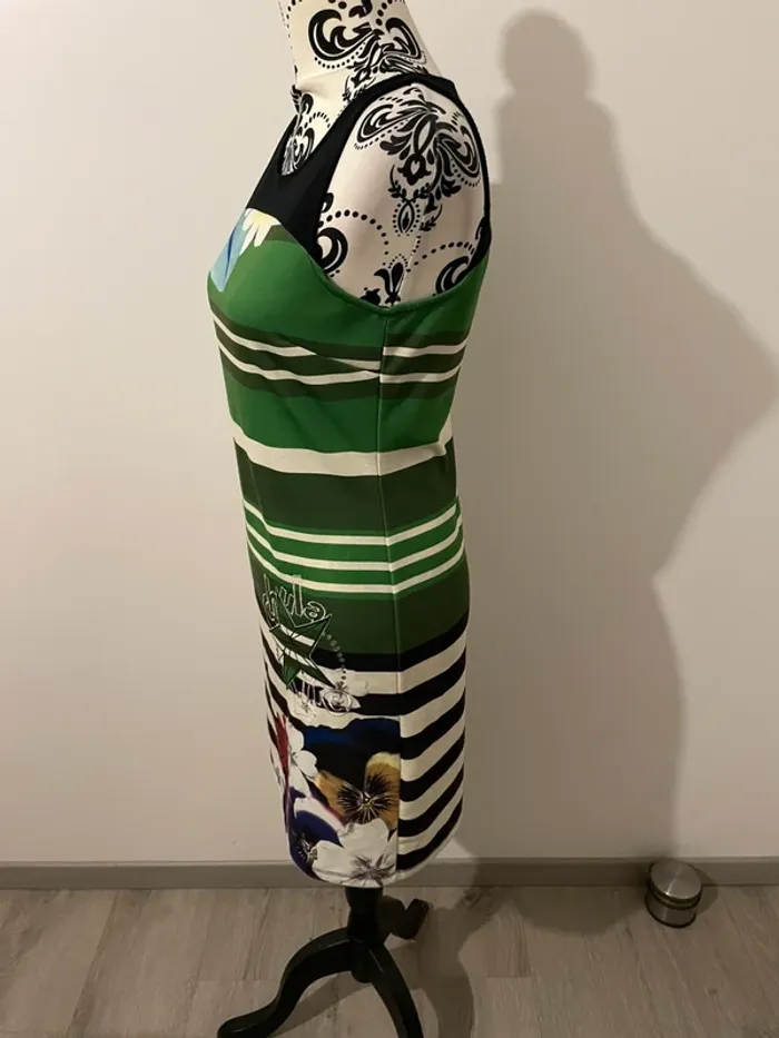 Robe Desigual multicolore à rayures et motifs floraux - Taille M - photo numéro 6