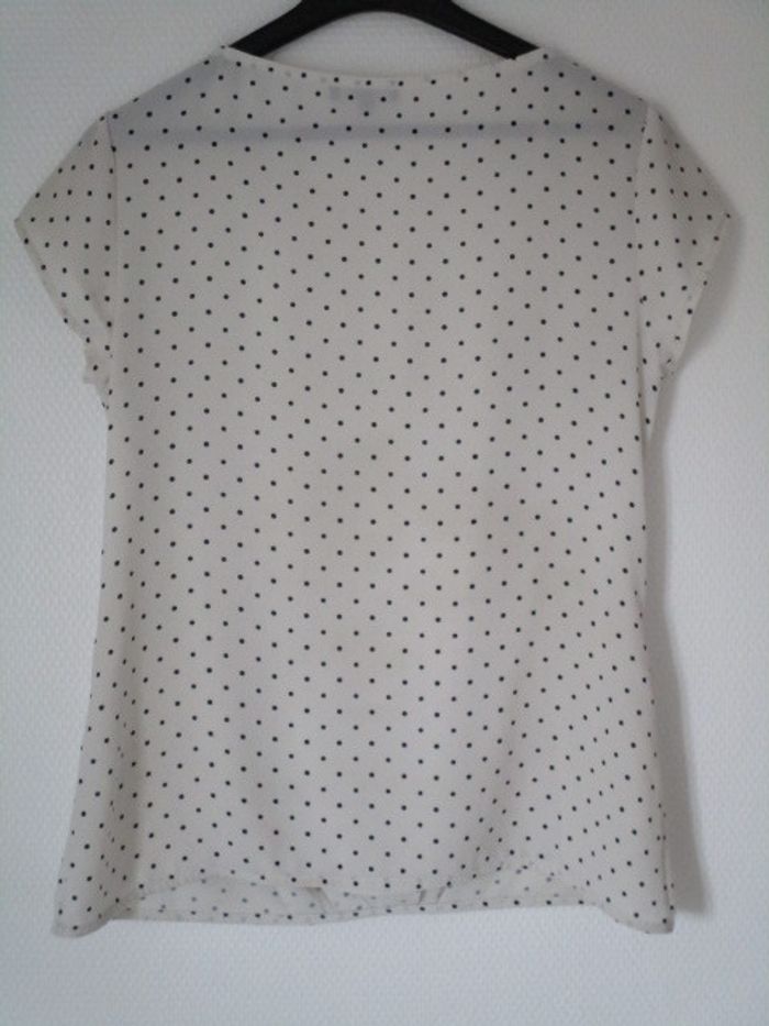 Blouse crème pois marine Nina Kalio 36 TBE - photo numéro 9