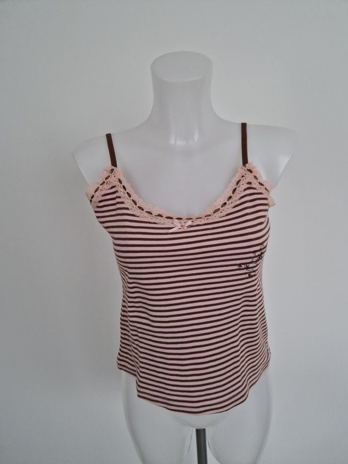Débardeur rose clair à rayures marron Nuit Étoile