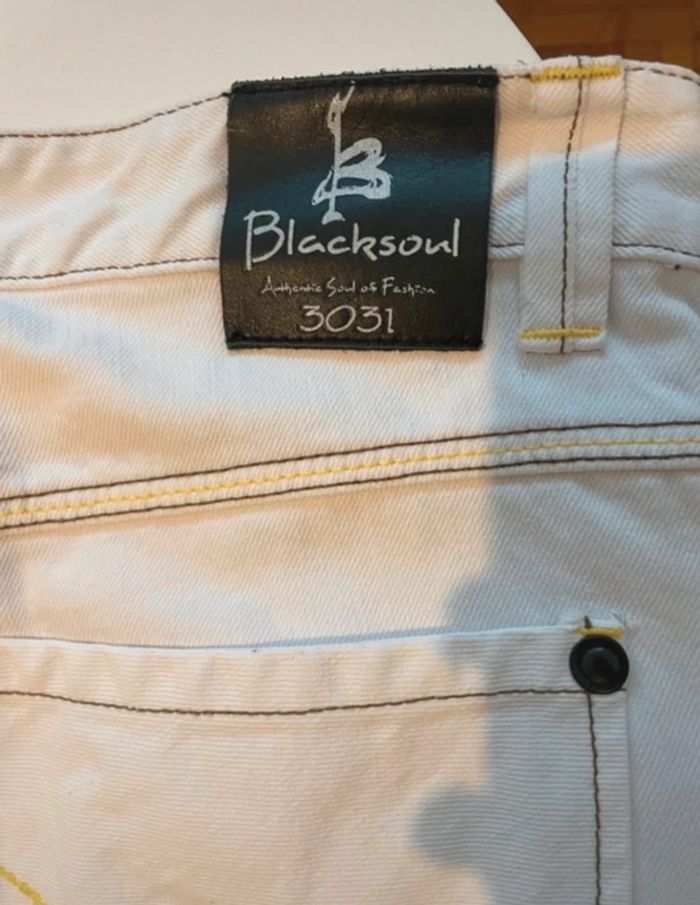 Jean blanc neuf en coton taille 42 Black soul - photo numéro 6