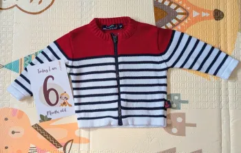 Gilet marinière 6 mois les petits cœurs à la mer