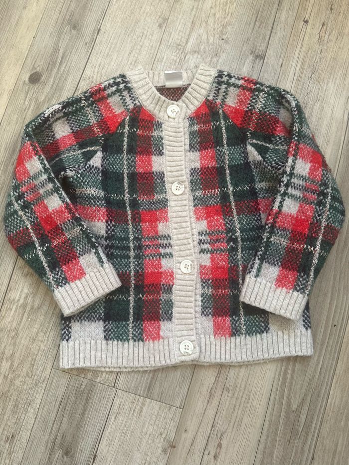 Gilet à carreaux écossais Noël  h&m 18/24 mois - photo numéro 2