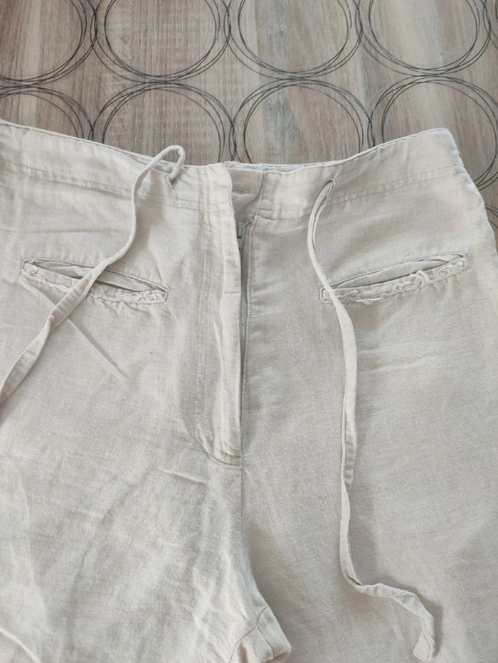 Pantacourt femme taille 40 en lin - photo numéro 2