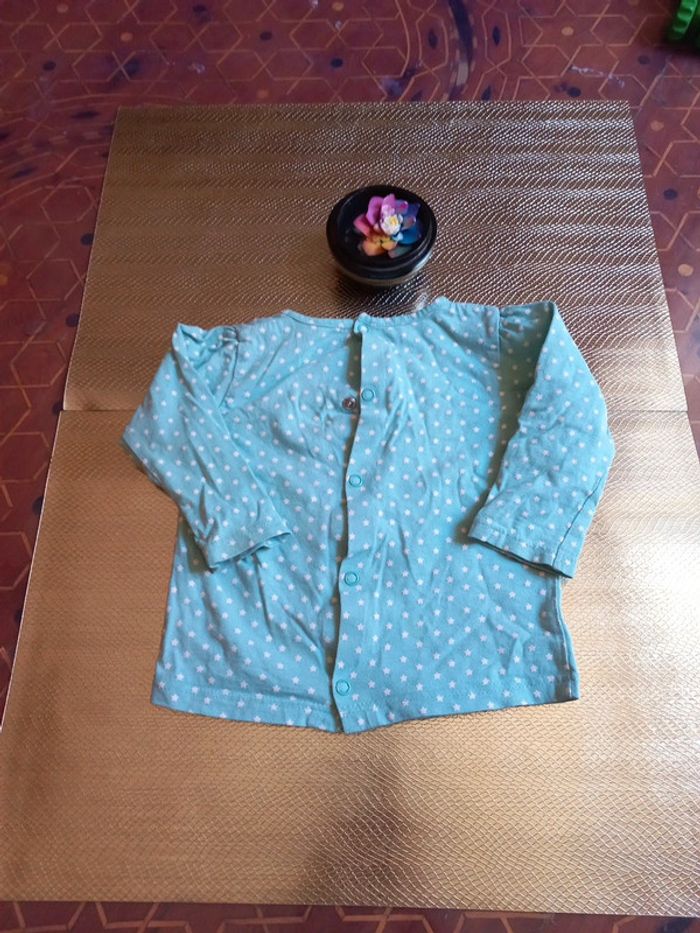 Haut turquoise étoilé 9 mois - photo numéro 3