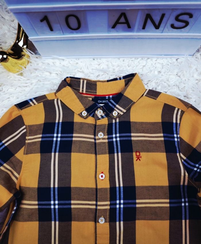 Chemise manches longues à carreaux multicolore Garçon taille 10 ans marque Okaidi 🎸 - photo numéro 7