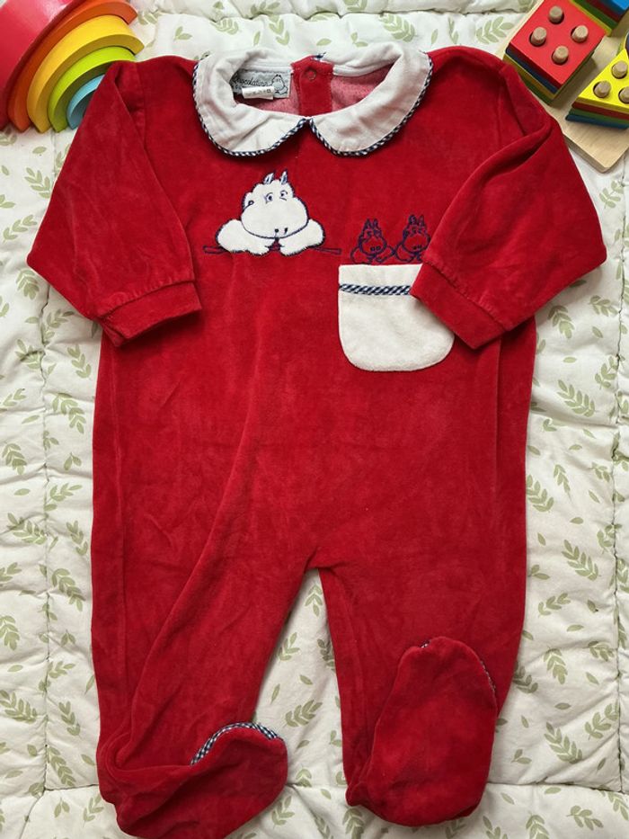 pyjama grenouillère en velours rouge 23 mois chocolatine - photo numéro 3