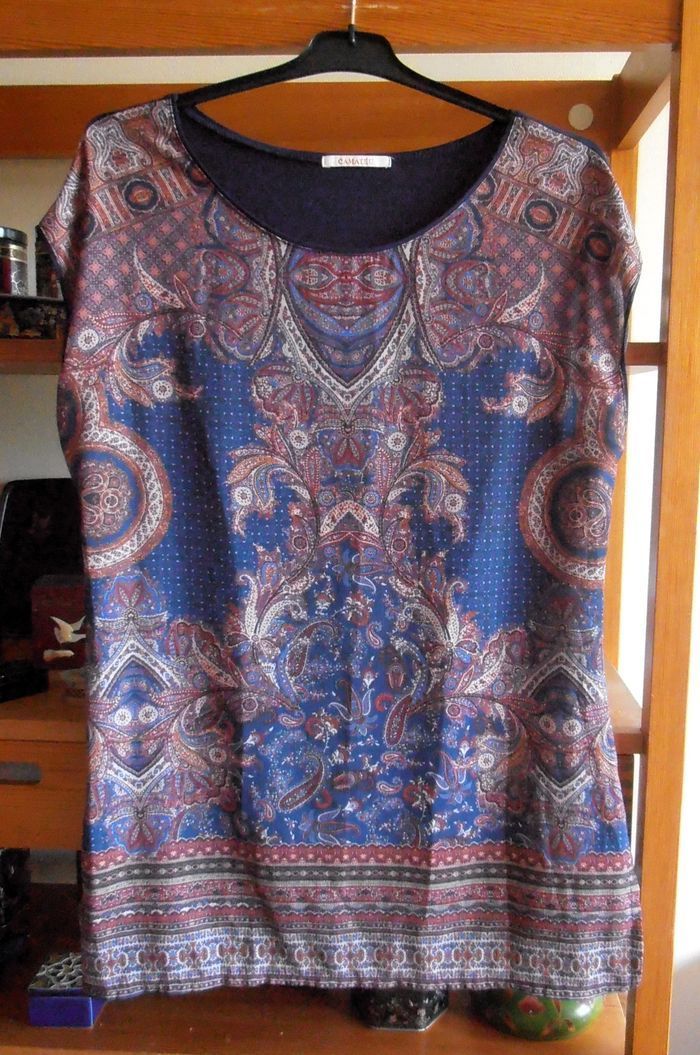 Blouse femme, tunique, Camaïeu, taille XL 42, bohème/orientale - photo numéro 7