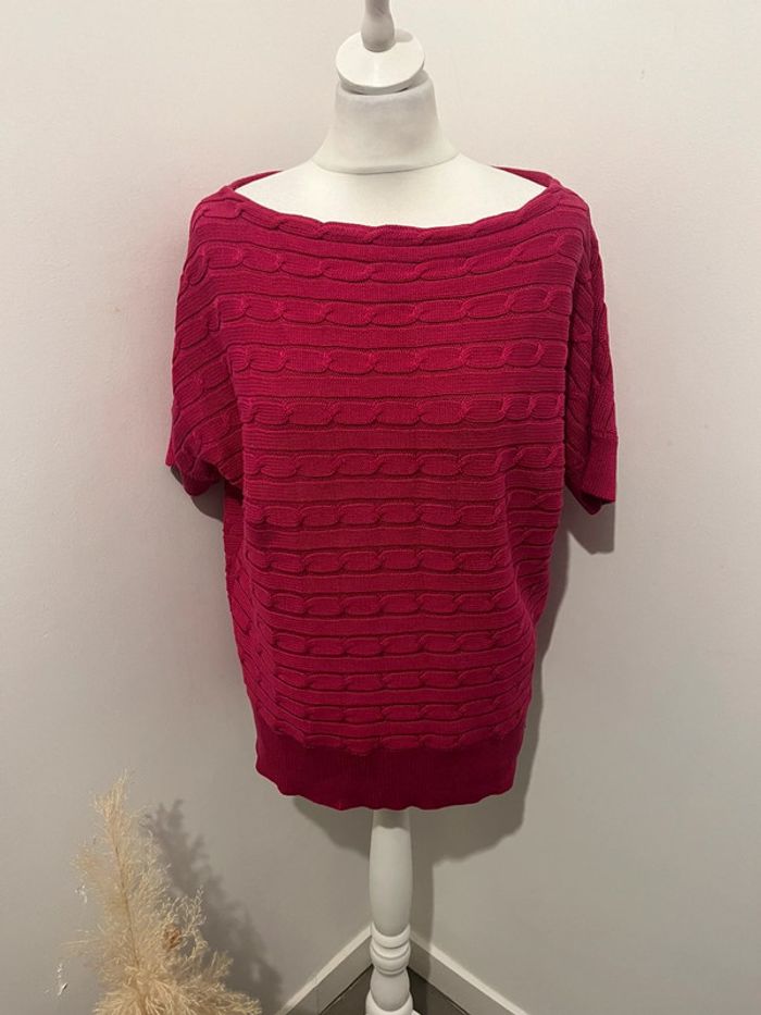 Pull à torsades fushia Ralph Lauren L