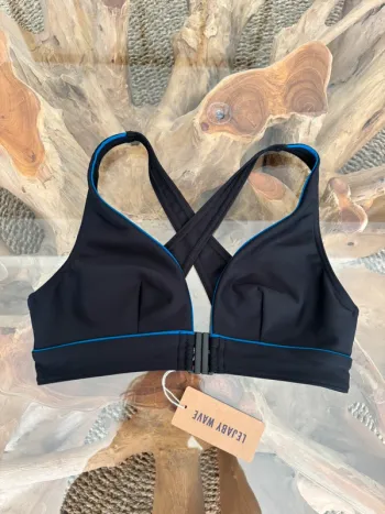 Haut de maillot de bain Lejaby noir et bleu triangle dos croisé