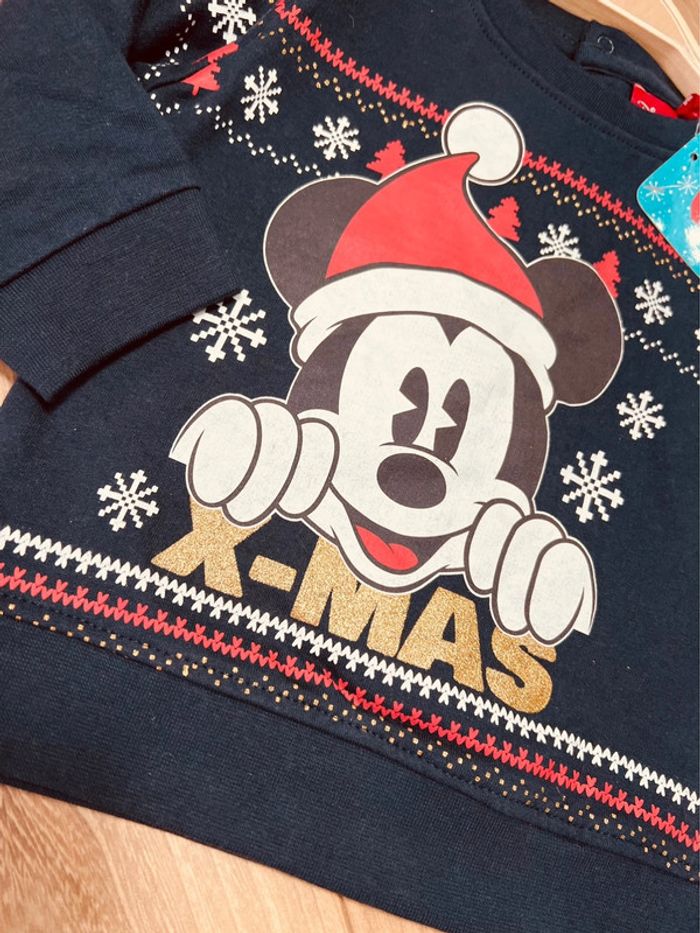 Taille 12 mois pull de noël NEUF garçon Disney bleu marine * Mickey * 💙 - photo numéro 2