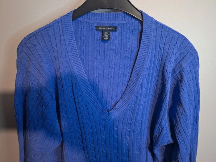 Pull torsadé tommy hilfiger col V violet femme - taille 2xl - photo numéro 6